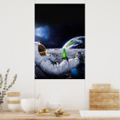 Poster L'astronaute sur la Lune avec bière (Cuisine)