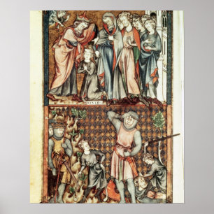 Poster Lat 1023 f.7v David et Goliath avec Saul par Le Be