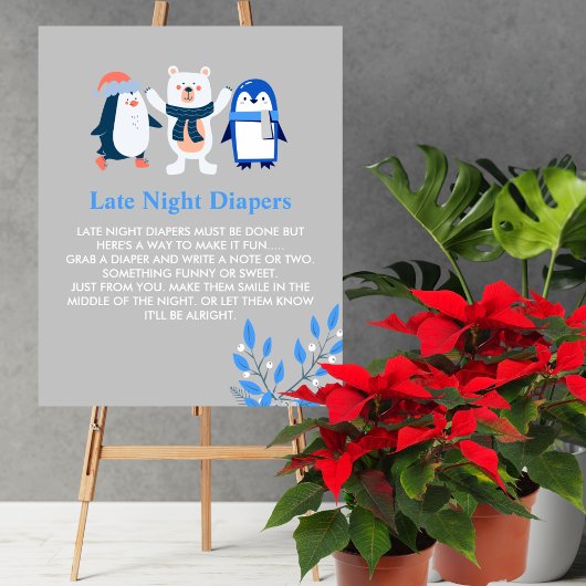 Poster Late Night Diaper Winter Wonderland pingouins ours