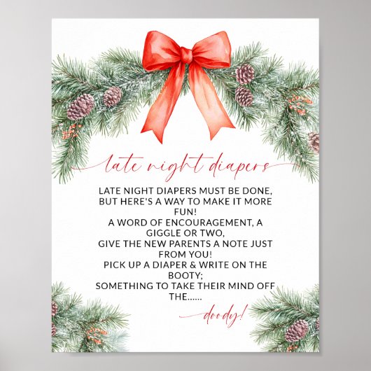 Poster Late Night Diapers Christmas Baby Shower (Devant)