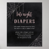 Poster Late Night Diapers Halloween Baby Shower Sign (Devant)
