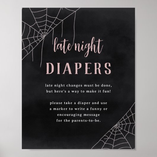 Poster Late Night Diapers Halloween Baby Shower Sign (Devant)