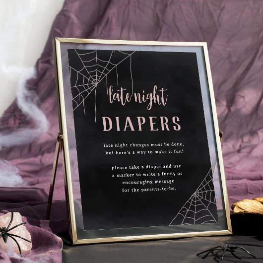 Poster Late Night Diapers Halloween Baby Shower Sign