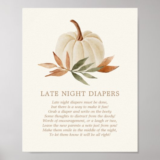 Poster Late Night Diapés Signer Petit Baby shower Citroui (Devant)