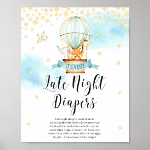 Poster Late nuit couches jeu signe animaux Baby showers