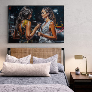 Poster Latinas parlant à une boîte de nuit de Miami