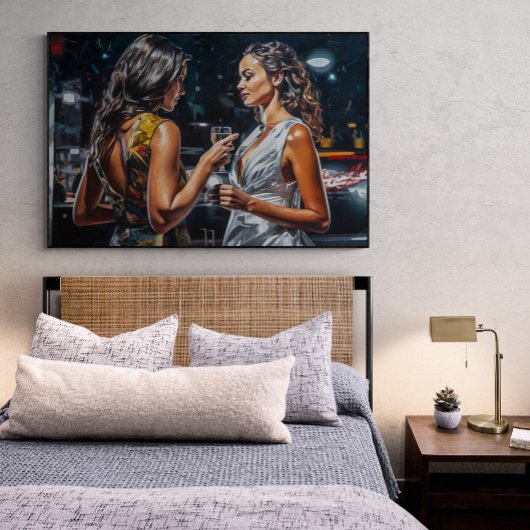 Poster Latinas parlant à une boîte de nuit de Miami