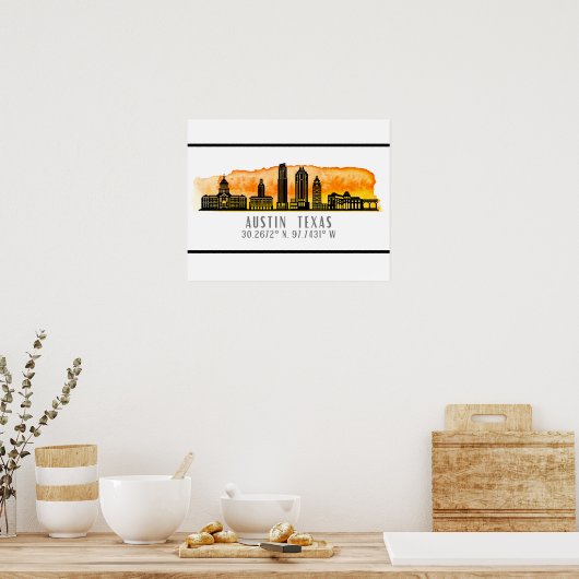 Poster Latitude Austin Skyline (Cuisine)