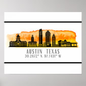 Poster Latitude Austin Skyline (Devant)