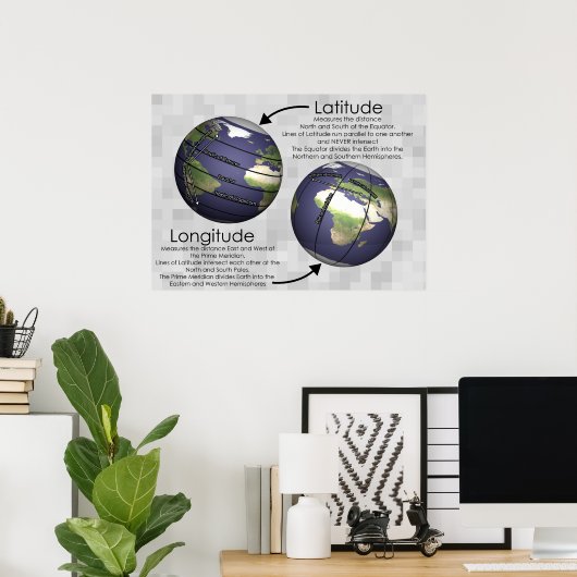 Poster Latitude et Longitude (Bureau à domicile)