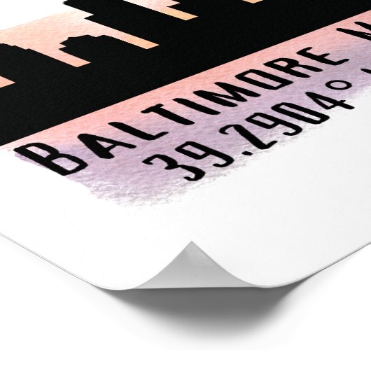 Poster Latitude et longitude de Baltimore Skyline (Coin)
