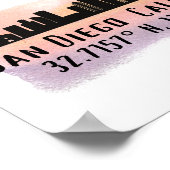 Poster Latitude et longitude de San Diego City Skyline (Coin)