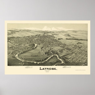Poster Latrobe, PA Carte panoramique - 1900