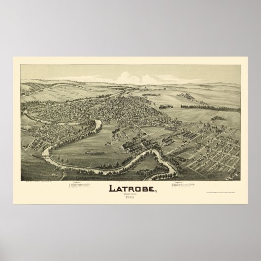 Poster Latrobe, PA Carte panoramique - 1900 (Devant)