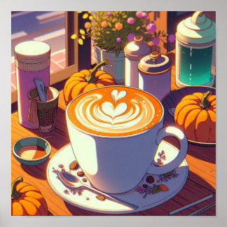 Poster Latte d'épices Citrouille rétro des années 90