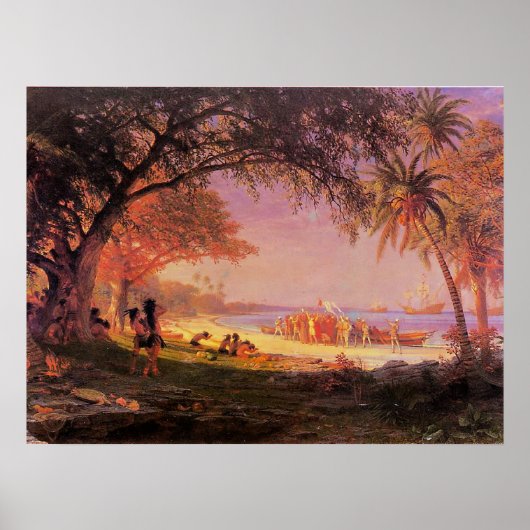 Poster L'atterrissage de Columbus par Albert Bierstadt (Devant)