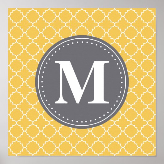 Poster Lattice marocain monogramme en jaune / gris (Devant)