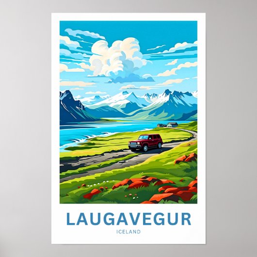 Poster Laugavegur Islande Travel Print (Devant)