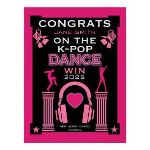 Poster Lauréat du concours de danse K-Pop Félicitations