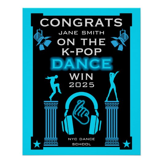 Poster Lauréat du concours de danse K-Pop Félicitations (Devant)