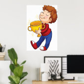 Poster Lauréat du prix Trophée d'or de Boy Holding (Bureau à domicile)