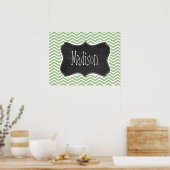 Poster Laurel Green Chevron Stripes; Chalkboard look (Cuisine)