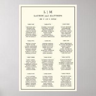 Poster Lauren Crème Monogramme Mariage élégant