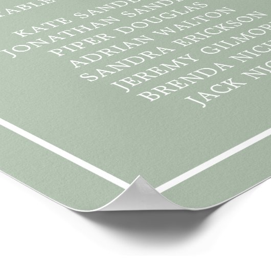 Poster Lauren Sage Green Monogramme Mariage élégant (Coin)