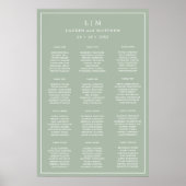 Poster Lauren Sage Green Monogramme Mariage élégant (Devant)