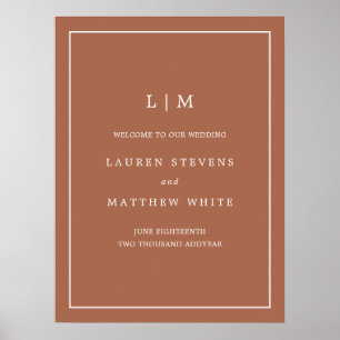 Poster Lauren Terracotta Monogramme Mariage élégant