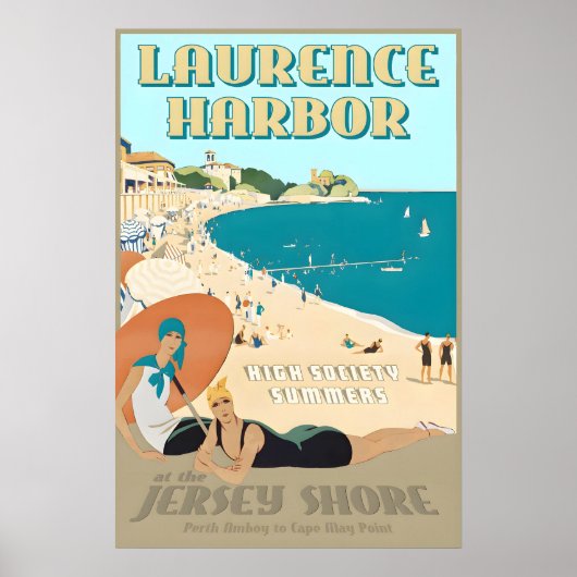 Poster Laurence Harbor New Jersey Shore Retro Art Deco (Devant)