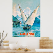 Poster Lausanne, Lac de Genève, Suisse, voyage vintage (Cuisine)