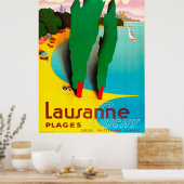 Poster Lausanne, lac Léman plage, Suisse (Cuisine)