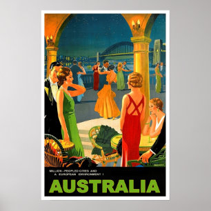 Poster L'Australie, soirée romantique, voyage vintage