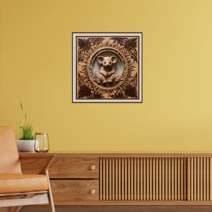Poster L'Australien Koala Bear Wood Carving,