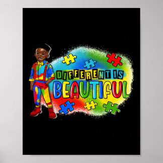 Poster L'Autisme Enfant Noir Différent Est Beau Autisme A
