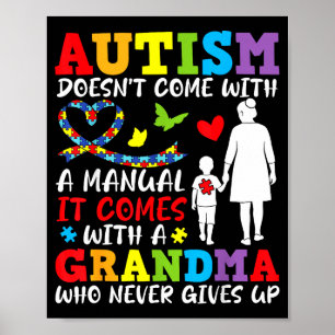 Poster L'autisme ne vient pas avec un manuel Grand-mère n