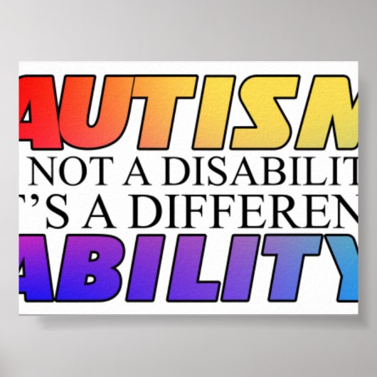 Poster L'autisme n'est pas un handicap Version blanche (Devant)