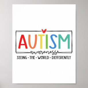Poster L'Autisme Rétro Voit Le Monde Différent L'Autisme