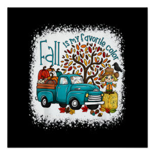 Poster L'automne est ma couleur préférée Camion citrouill