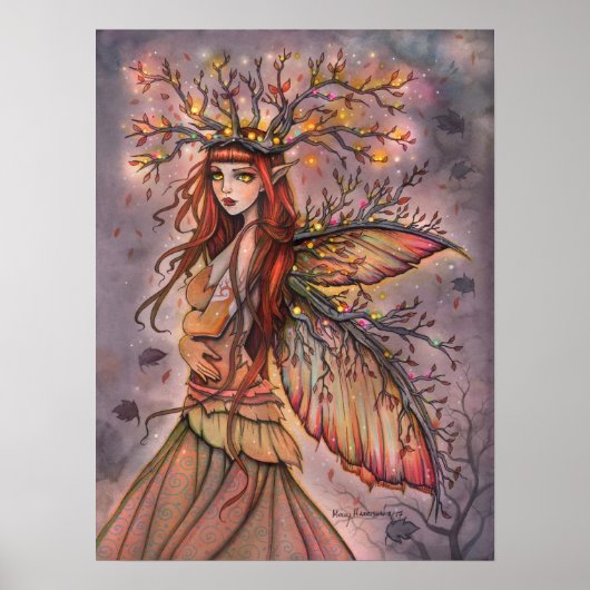 Poster L'automne Queen Fairy Imaginaire Art par Molly Har (Devant)
