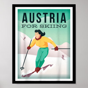 Poster L'Autriche pour le ski Pistensau & Skihaserl D