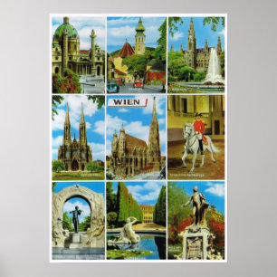 Poster L'Autriche vintage, Wien, Vienne, et environ