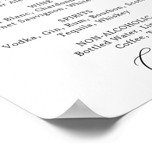 Poster Lavage Aquarelle | Panneau de Menu de Boissons de (Coin)