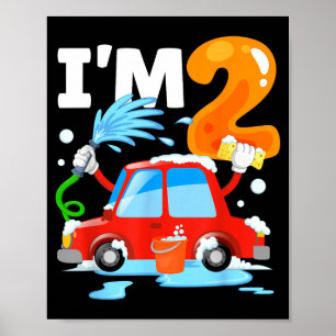 Poster Lavage de voiture 2 Enfants de deux ans Fête d'ann
