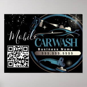 Poster Lavage de voiture mobile - Code QR du logo de l'en