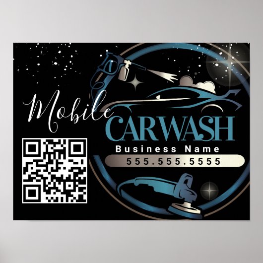Poster Lavage de voiture mobile - Code QR du logo de l'en (Devant)