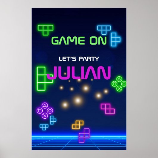 Poster Lavande, bleu vert et violet gamer 24" x 36" pos (Devant)