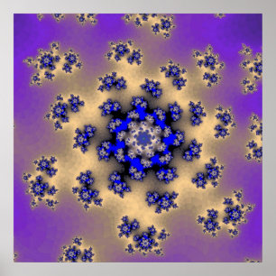 Poster Lavande colorée et Fractale bleue
