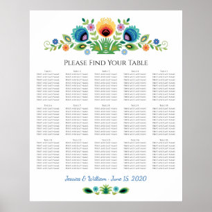 Poster Lavande et Jaune de fleurs folkloriques polonaises